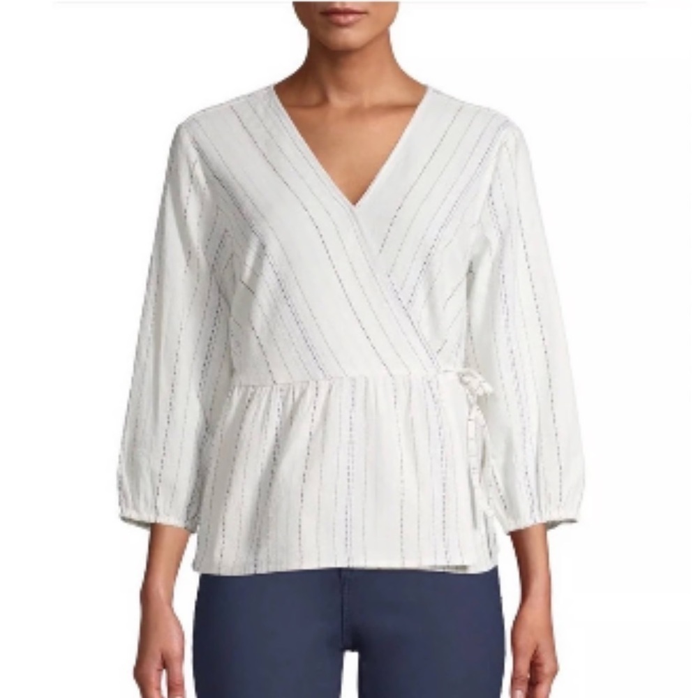 NWT Time & Tru Striped Wrap Top Size Small (4-6)